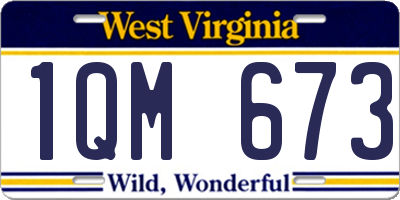 WV license plate 1QM673