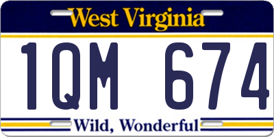 WV license plate 1QM674