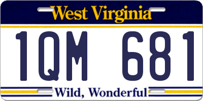 WV license plate 1QM681