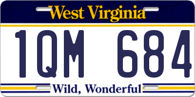 WV license plate 1QM684