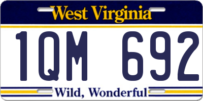 WV license plate 1QM692