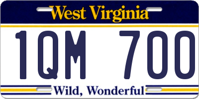 WV license plate 1QM700