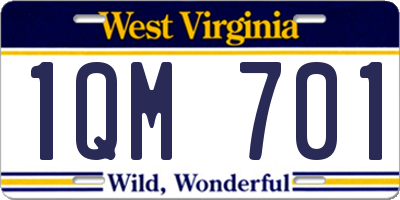 WV license plate 1QM701