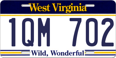 WV license plate 1QM702