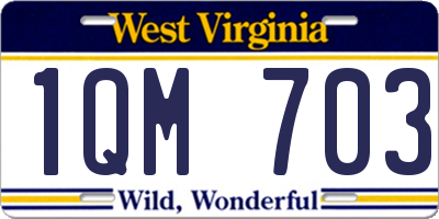 WV license plate 1QM703