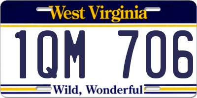 WV license plate 1QM706