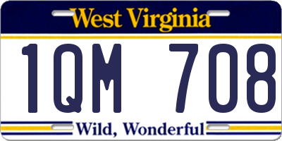 WV license plate 1QM708