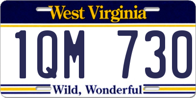 WV license plate 1QM730