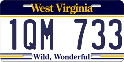 WV license plate 1QM733