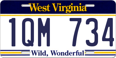 WV license plate 1QM734