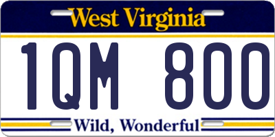 WV license plate 1QM800