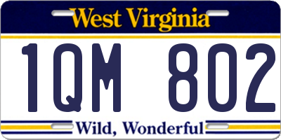 WV license plate 1QM802