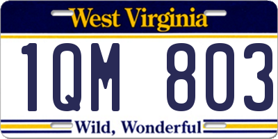 WV license plate 1QM803