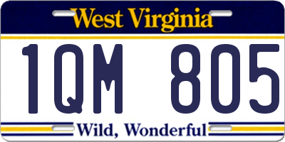 WV license plate 1QM805