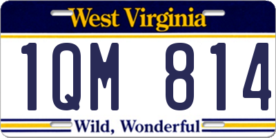 WV license plate 1QM814
