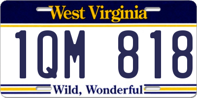 WV license plate 1QM818