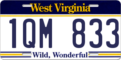 WV license plate 1QM833