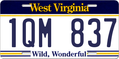 WV license plate 1QM837