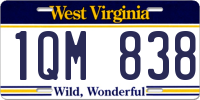 WV license plate 1QM838