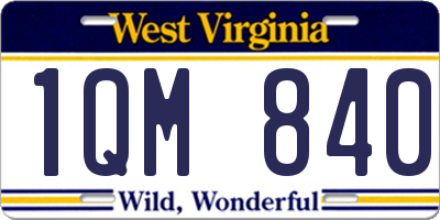 WV license plate 1QM840