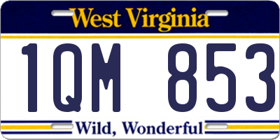WV license plate 1QM853