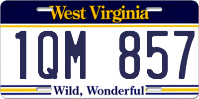 WV license plate 1QM857