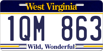 WV license plate 1QM863