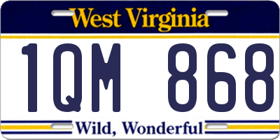 WV license plate 1QM868