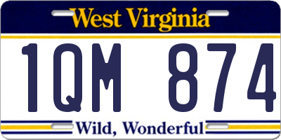 WV license plate 1QM874