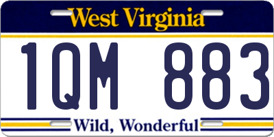 WV license plate 1QM883