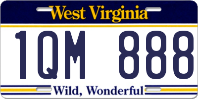 WV license plate 1QM888