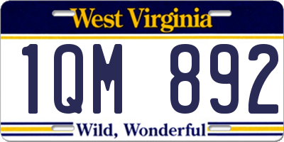 WV license plate 1QM892