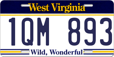 WV license plate 1QM893