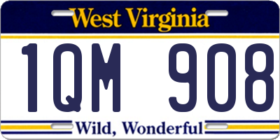 WV license plate 1QM908