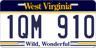 WV license plate 1QM910