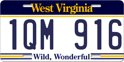 WV license plate 1QM916