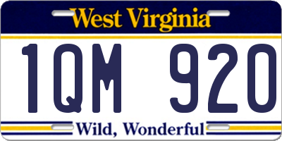 WV license plate 1QM920