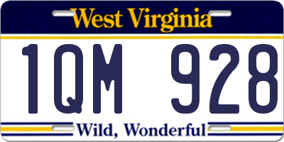 WV license plate 1QM928