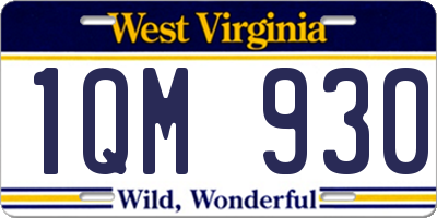 WV license plate 1QM930