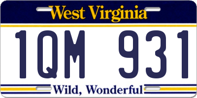 WV license plate 1QM931