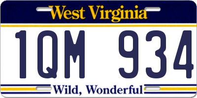 WV license plate 1QM934
