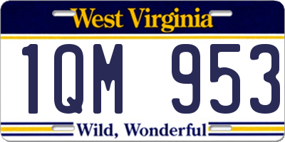 WV license plate 1QM953