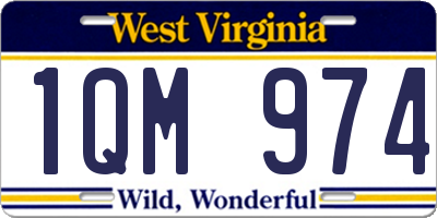 WV license plate 1QM974