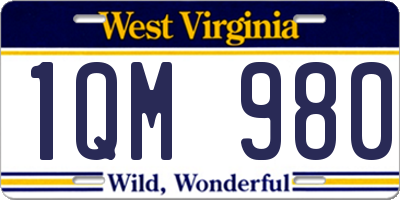 WV license plate 1QM980