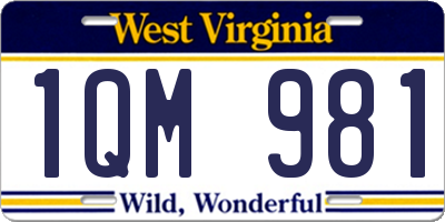 WV license plate 1QM981