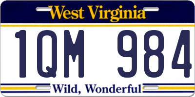WV license plate 1QM984