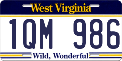 WV license plate 1QM986