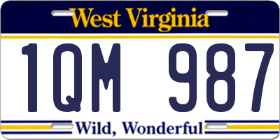 WV license plate 1QM987
