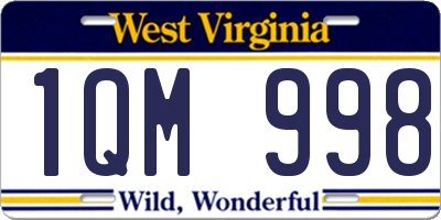 WV license plate 1QM998
