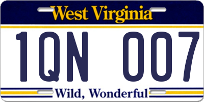WV license plate 1QN007